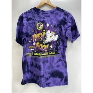 Buc-ee's 2024 Halloween Hey Boo! Purple Tie-Dye Ghost T-Shirt Size Medium 38-40